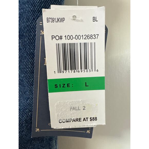 NWT Democracy Large Ombre Denim Faux Fur Lining Button Up Vest W Front Pockets - Picture 3 of 8